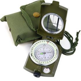 Military Lensatic Sighting Compass; Survival Tactical Backpacking Compact; Handheld Gear With Carry Bag; Waterproof Compass For Hiking Camping Hu