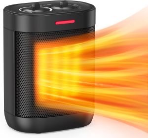 1000W Small Space Heaters for Indoor Use, PTC Ceramic Personal Heater with Overheating & Tip-Over Protection, Quiet Heating for Desktop Office Ho