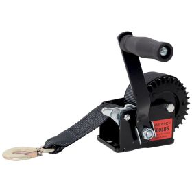 600LBS Hand Winch,with 19.6FT Black Strap,Black Shell,3.1:1 Gear Ratio Portable Winch,Two-Way Ratchet,Manual Operated Hand Crank Winch for Traile