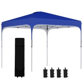 8' x 8' Pop Up Canopy Tent with Wheeled Carry Bag and 4 Sand Bags, Instant Sun Shelter, Tents for Parties, Height Adjustable, for Outdoor, Garde (Option: Blue-1275x225x225 mm)