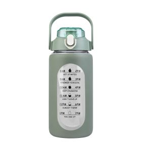Glass Water Bottle Sports Water Bottle Motivational Water Bottle Water Intake Tracker Bottle with Straw Time Marker Silicone Sleeve Handle for Gy (Capacity: 64Oz, Color: Green)
